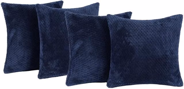 OHS Set of 4 Navy Blue Waffle Fleece Square Cushion Covers, 45 x 45 cm – 1