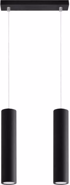 Sollux Lighting Modern Black Metal Pendant Lamp with 2 Lights, W/D/H: 90 x 30 x 6 cm