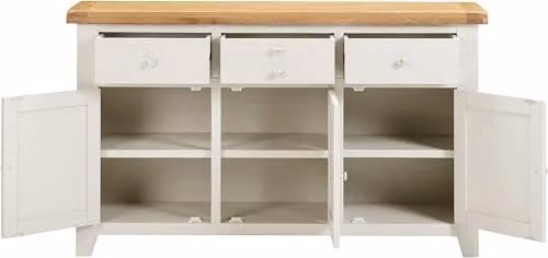 Seconique Windsor 3 Door 3 Drawer Sideboard in Ivory/Oak, W/D/H: 137.0 x 81.5 x 40.0 cm – 3