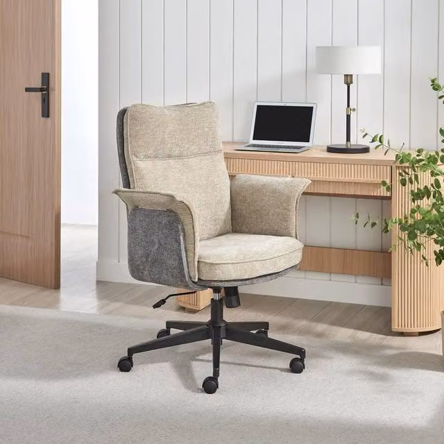 FurnitureboxUK Margaux Grey Swivel Office Chair with Armrests and Castors