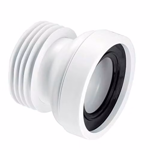 McAlpine WC-CON1 Straight Rigid WC Connector, White Plastic, 4"/110mm Outlet, 97–107mm Inlet