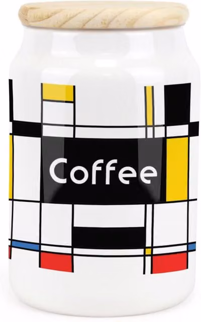 Purely Home Retro Art Deco Ceramic Coffee Storage Canister in Black, White and Multicolour