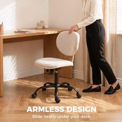 HOMCOM Grey Fabric Home Office Task Chair with 360 Degree Swivel and Adjustable Height – 5