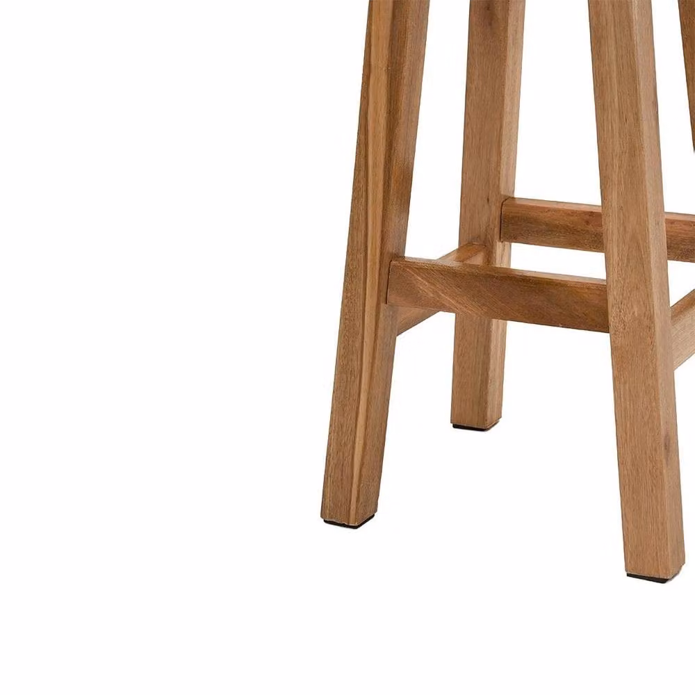 Hinsinc Round Wooden Bar Stool in Beige and Brown – 2