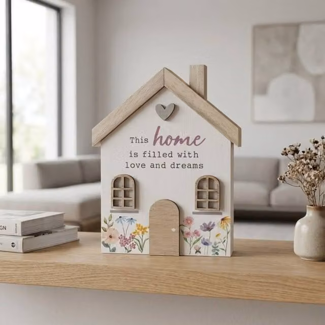 Garden Greatness Love & Dreams Floral Wood Home Plaque in White
