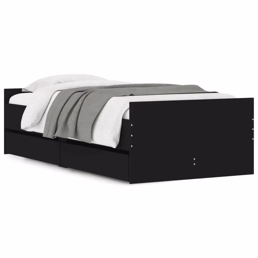 Berkfield Home Single Bed Frame with Drawers, Black, W/D/H: 90 x 190 cm – 2