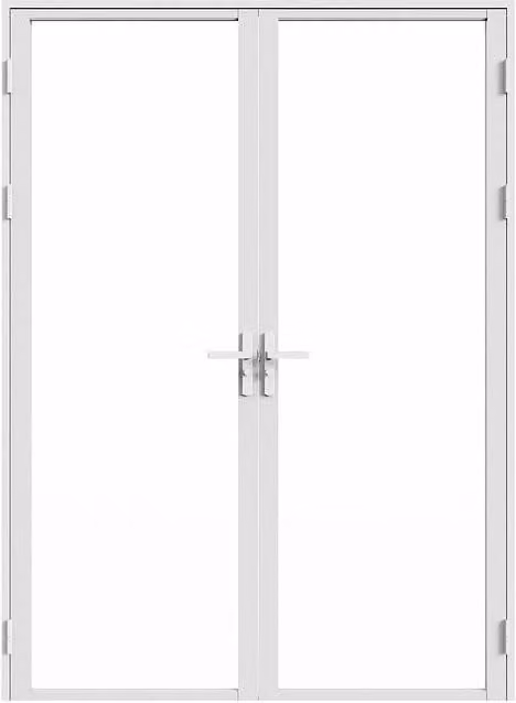 Loxton Modern Reversible Swing Door in White Aluminium and Glass, H: 204 cm, W: 73 cm, D: 2 cm