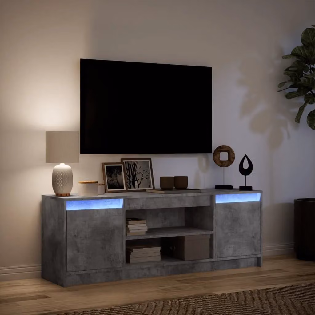 Berkfield Home Modern LED TV Cabinet in Concrete Grey, W/D/H: 139.5 x 34 x 50 cm – 3