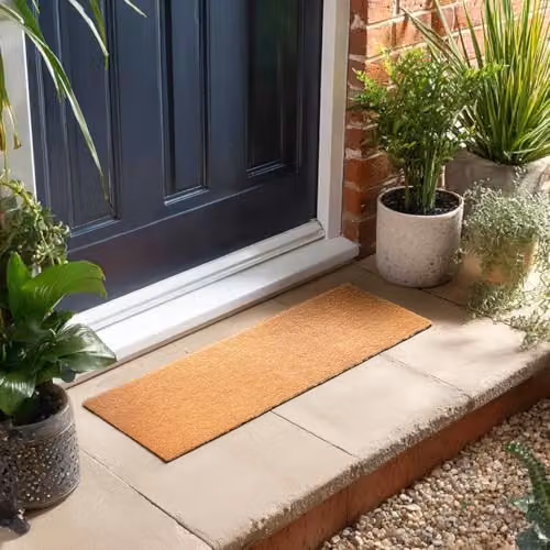 Nicoman Plain Brown Coir and PVC Non-Slip Weatherproof Doormat, W: 60 cm, D: 90 cm – 5