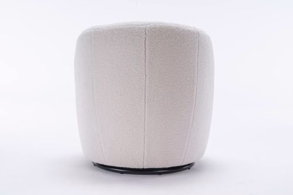 STILVORA Ivory Bouclé Swivel Accent Armchair with Ergonomic Backrest and Solid Wood Frame – 2