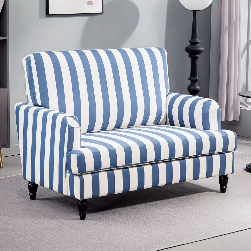 ERGOVEXA Modern Blue Velvet Cuddle Chair with Armrests and Foam Padding – 3