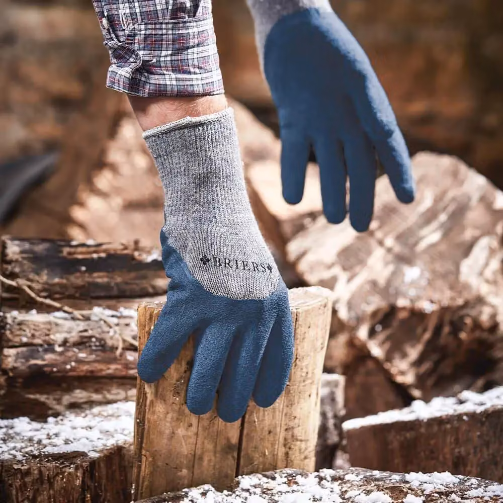 Primrose Twin Pack of Blue Thermal Grip Latex Gardening Gloves, Size 9 – 3
