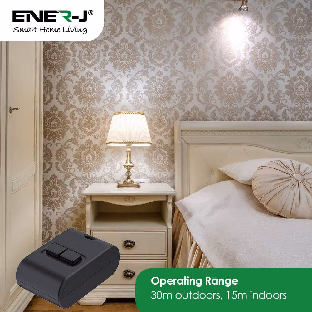ENER-J Mini Kinetic FOB 2 Gang Wireless Lighting Switch, Black, IP65 – 3