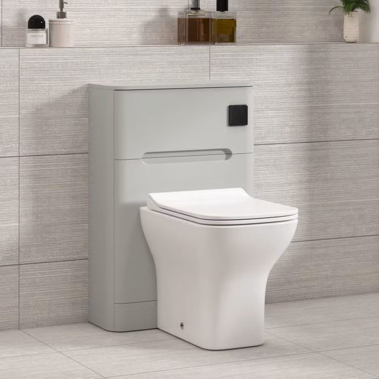 Royal Bathrooms Venice 550mm Dove Grey BTW WC Unit with Qubix Ceramic Toilet Pan, Slim Seat and Cistern
