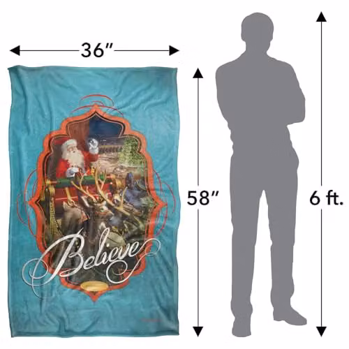 Warner Bros. Polar Express Believe Santa Silky Touch Super Soft Fleece Throw Blanket, Blue, W/D/H: 91 x 147 cm – 2