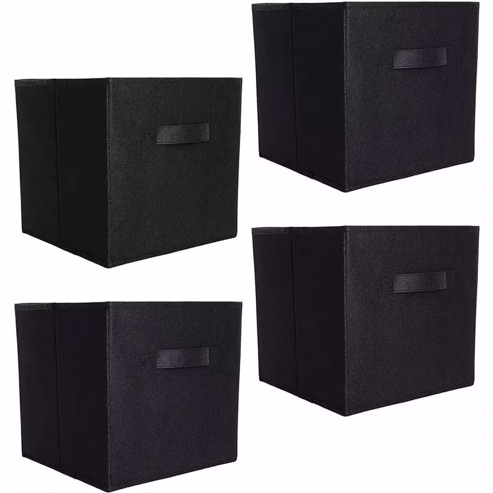 Kelvenix 4 Pack Black Foldable Storage Boxes with Handles – 4