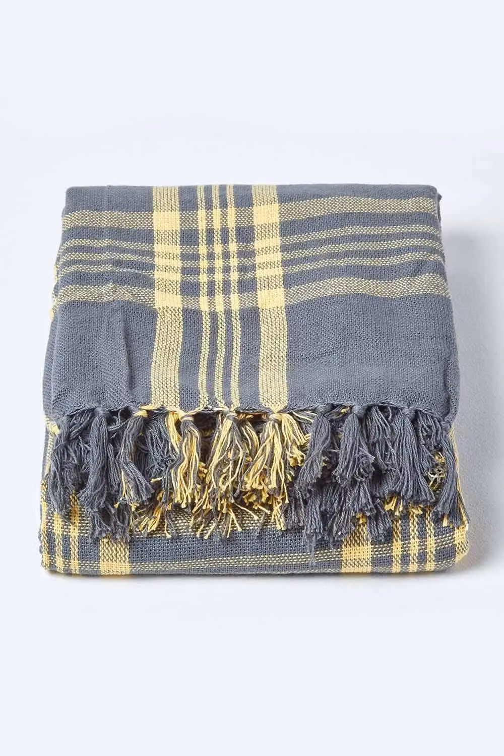 Homescapes Yellow Tartan Check Woven Cotton and Wool Throw for Sofa and Bed, W: 360 cm, D: 255 cm – 2