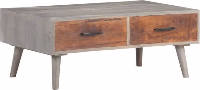 Berkfield Home Grey Rustic Mango Wood Coffee Table W: 100 cm, D: 60 cm, H: 40 cm