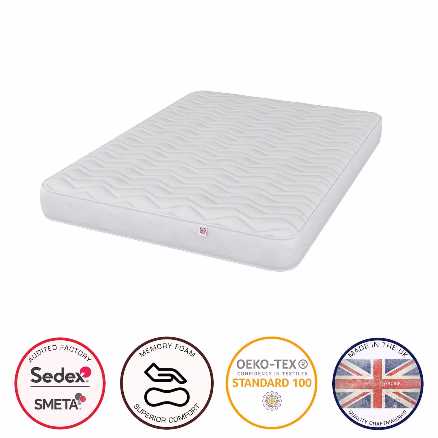 Catherine Lansfield Vitality Support Memory Foam Hybrid Mattress in White, W/D/H: 90 x 200 cm – 2