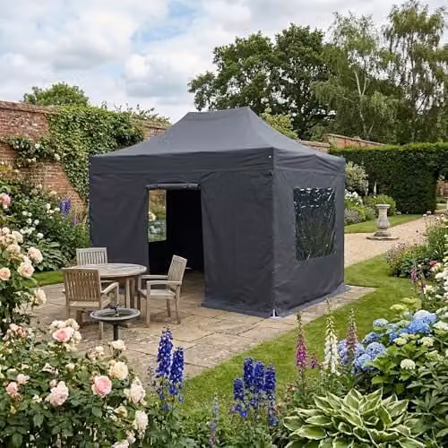 Primrose Full Set of Charcoal Grey Sidewalls, Windows and Door for 3m x 4.5m Pop Up Gazebo – 1