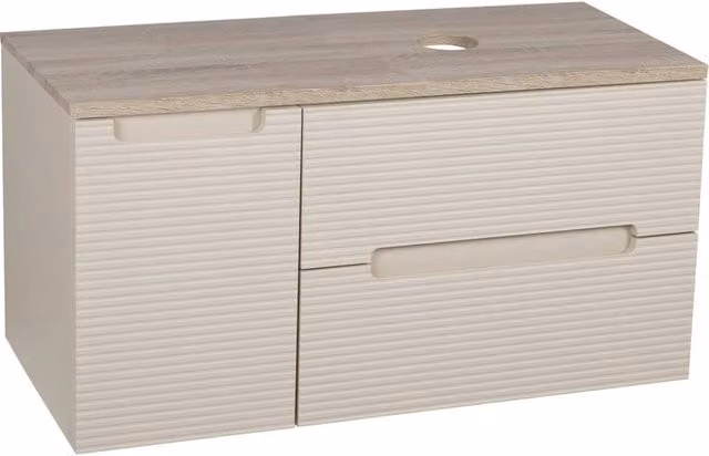 Bathroom Kingdom Monza Oatmeal and Oak Fluted Wall Hung Vanity Basin Width: 90 cm