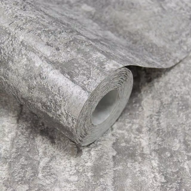 Grandeco Drew Textured Blown Mica Vinyl Wallpaper in Grey and Blue