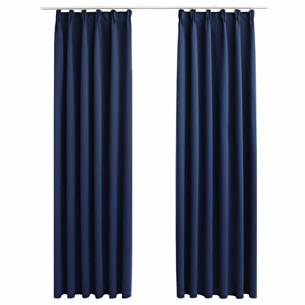 Berkfield Home Blue Blackout Curtains with Hooks, 2 Pack, W: 140 cm, H: 225 cm – 2