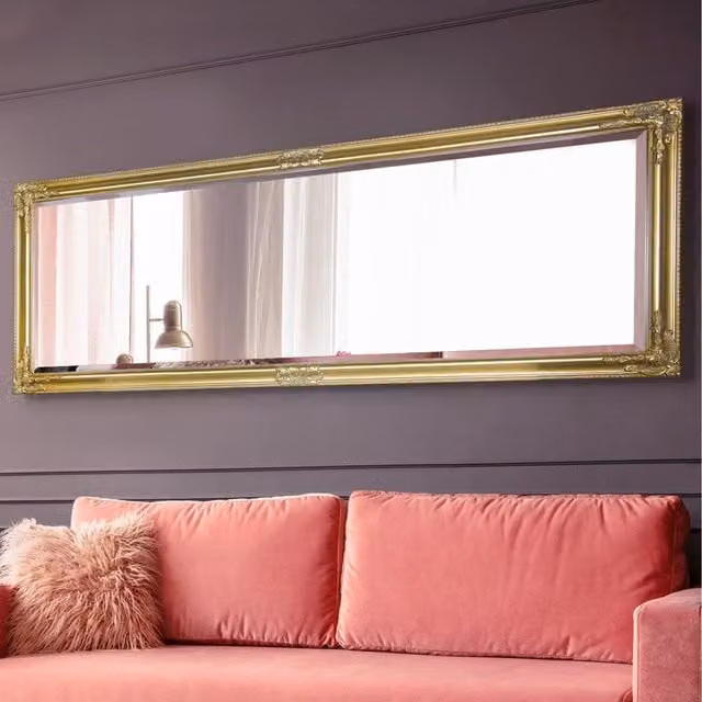 MirrorOutlet Caspian Gold Full Length Rectangular Wall Mirror, Gold, H 180 cm x W 70 cm