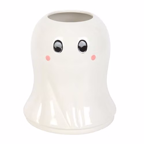 Garden Greatness Ceramic Halloween Ghost Flower Vase in White