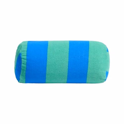 OHS Inflatable Stripe Bolster Cushion with Soft Microfibre Cover in Blue and Green, W/D/H: 36 x 16 x 16 cm – 1