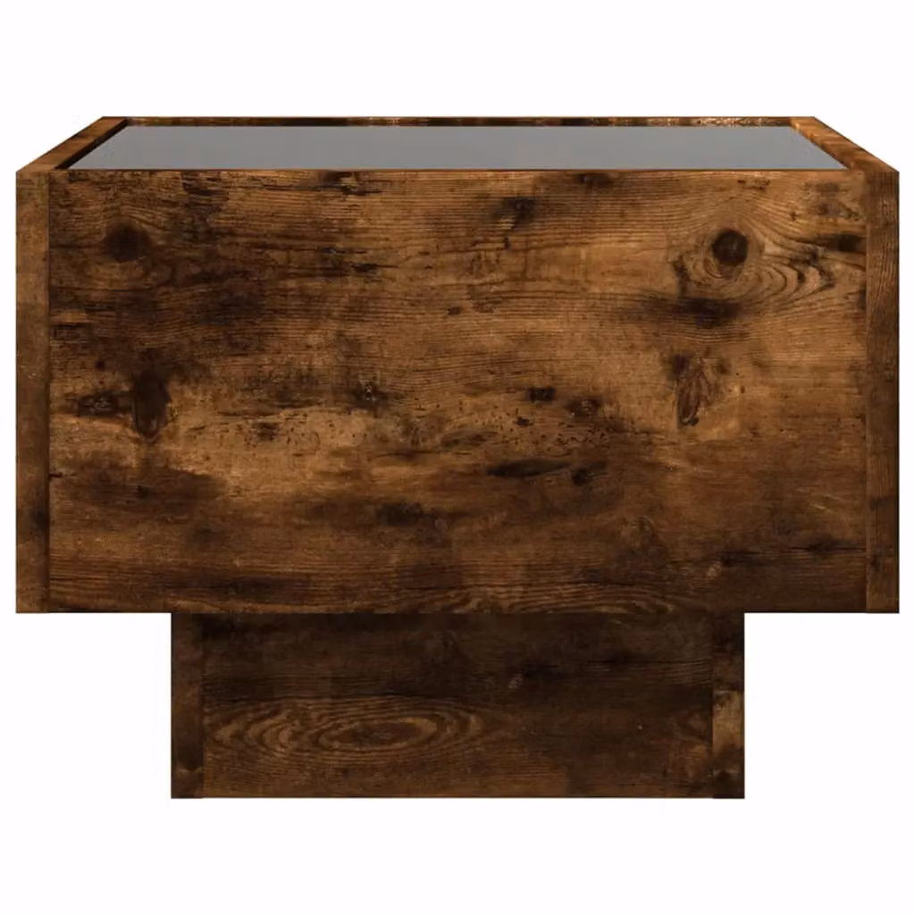 Berkfield Home Side Table with LED in Smoked Oak Brown, W/D/H: 40 x 40 x 30 cm – 4