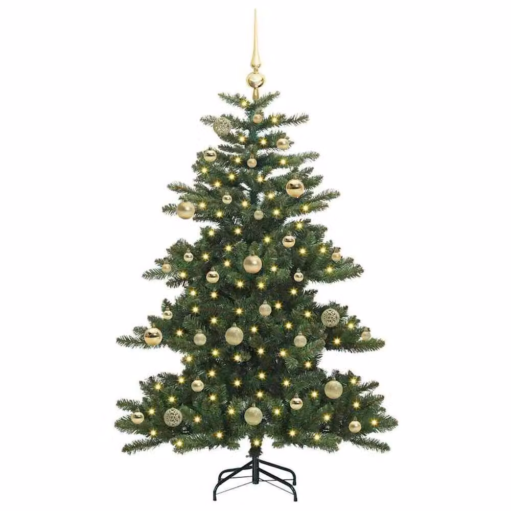Berkfield Home Artificial Hinged Christmas Tree with 150 LEDs, Green, Height: 150 cm – 3