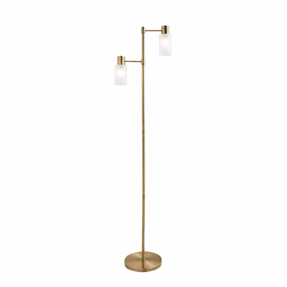 Pagazzi Maya 2-Light Floor Lamp in Gold and Antique Brass with Glass Details – 2