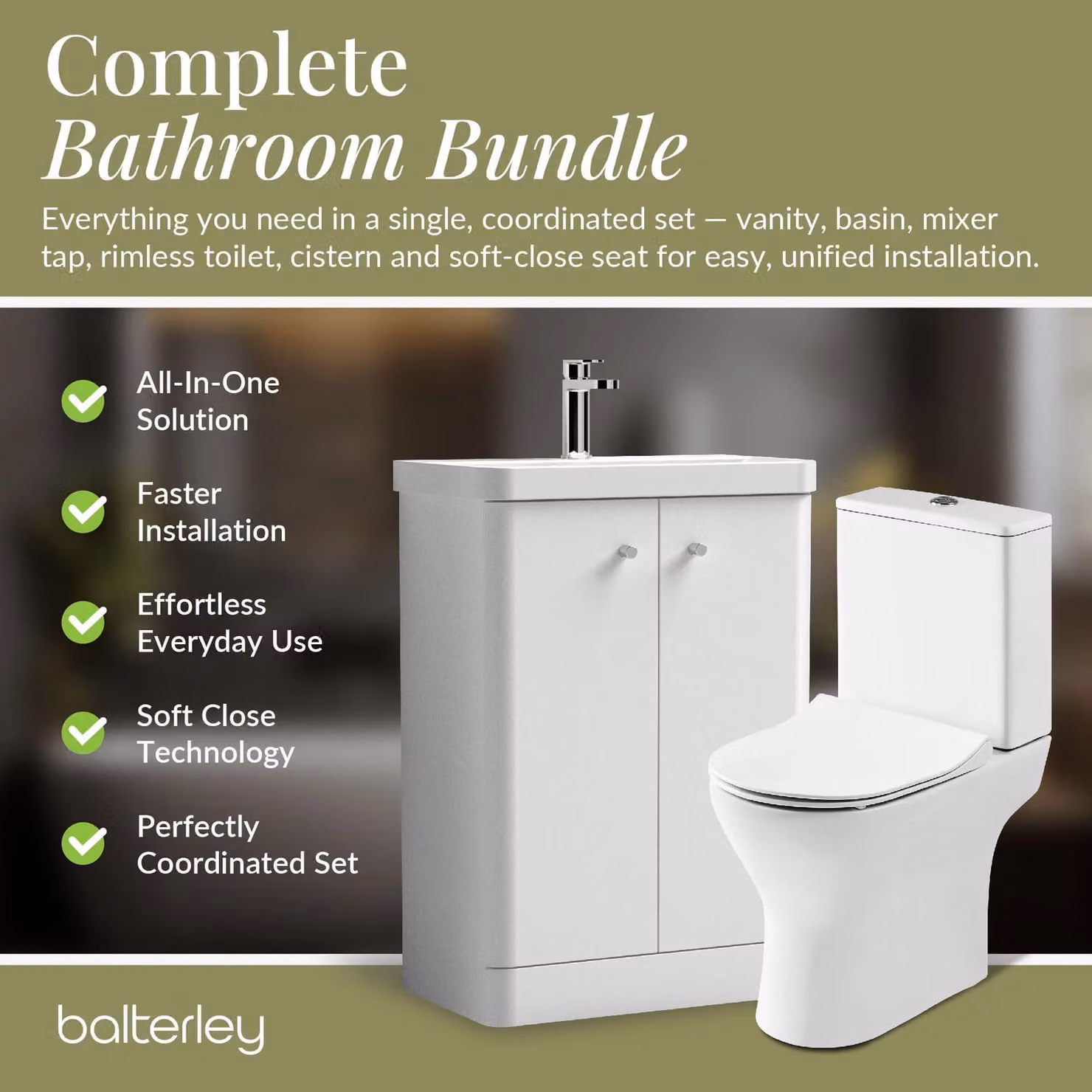 Balterley White Glossy 2 Door Freestanding Bathroom Vanity Unit with Soft Close Doors, Width: 57.9 cm – 4