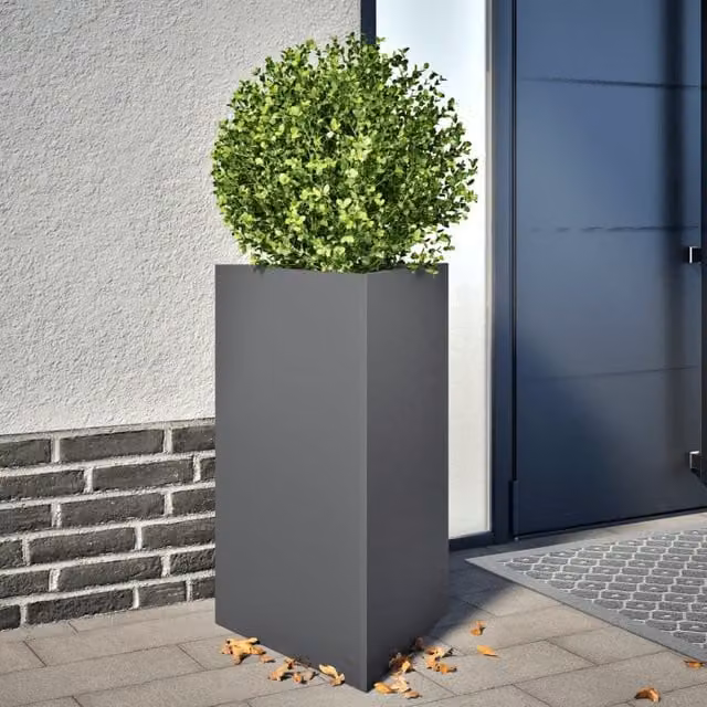 Berkfield Home Garden Triangular Steel Planters, 2 Piece Set, Anthracite and Black, W: 50 cm, D: 43 cm, H: 75 cm – 1