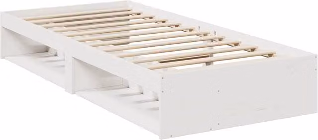 Berkfield Home Stylish White Solid Wood Pine Day Bed with Side Compartments W/D/H: 190 x 75 x 30 cm