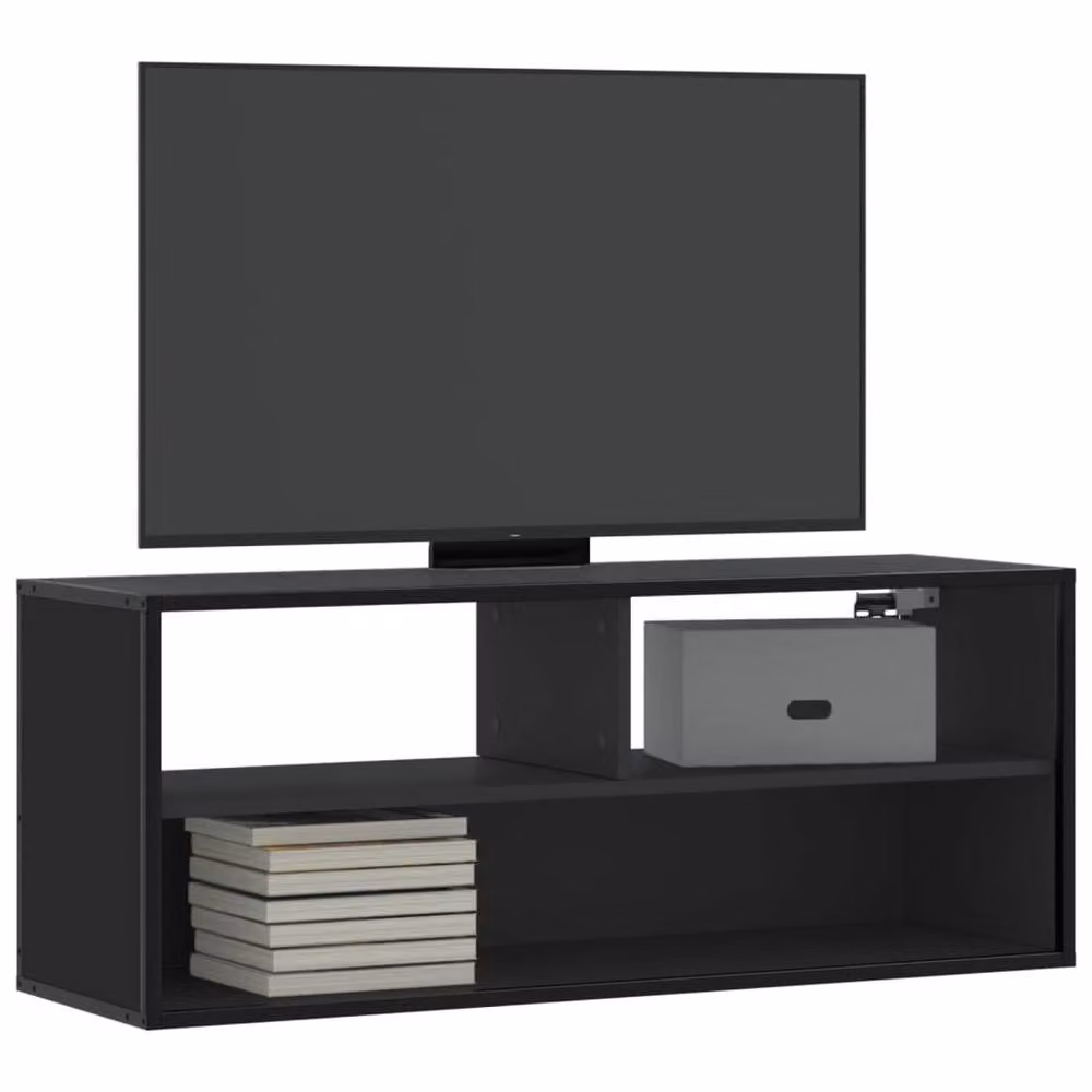 Berkfield Home Industrial TV Cabinet in Black, Made from MDF and Metal, W: 100 cm, D: 31 cm, H: 39.5 cm – 2
