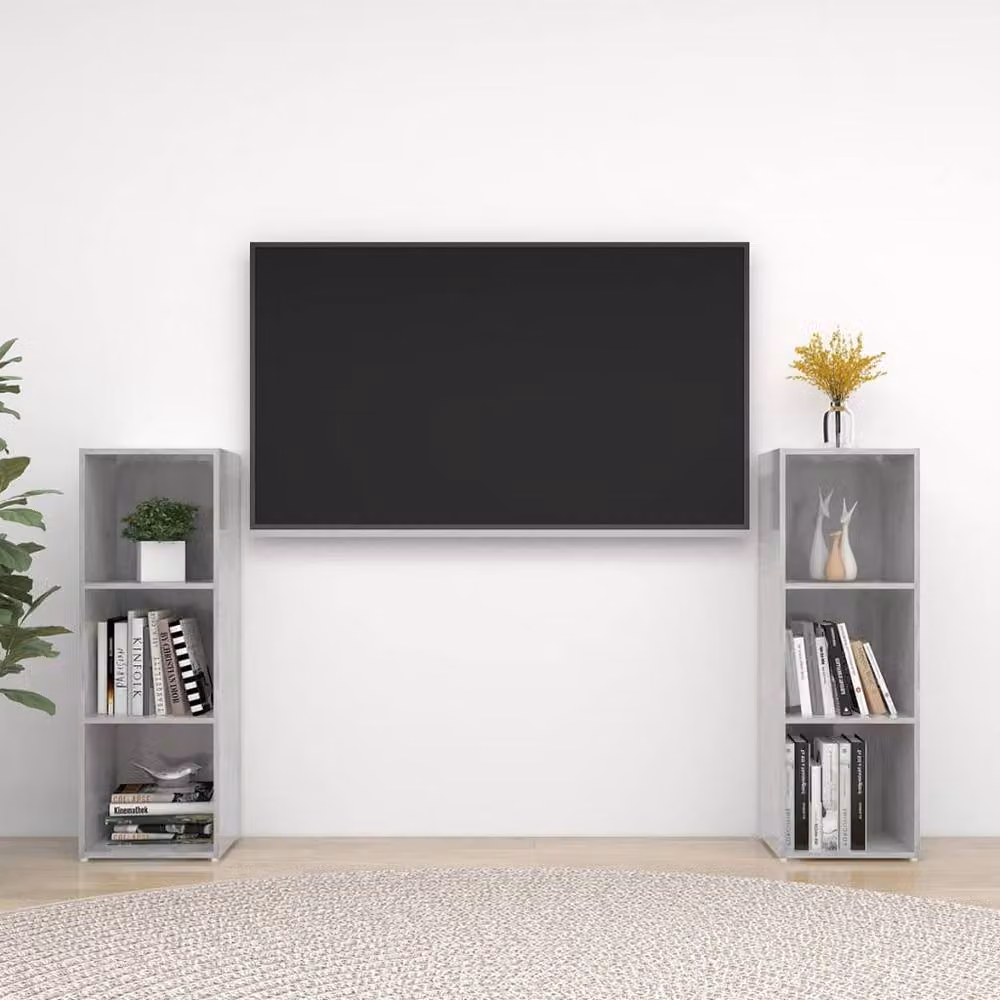 Berkfield Home 2-Piece TV Cabinet Set in Concrete Grey, Engineered Wood, W/D/H: 107 x 35 x 37 cm – 2