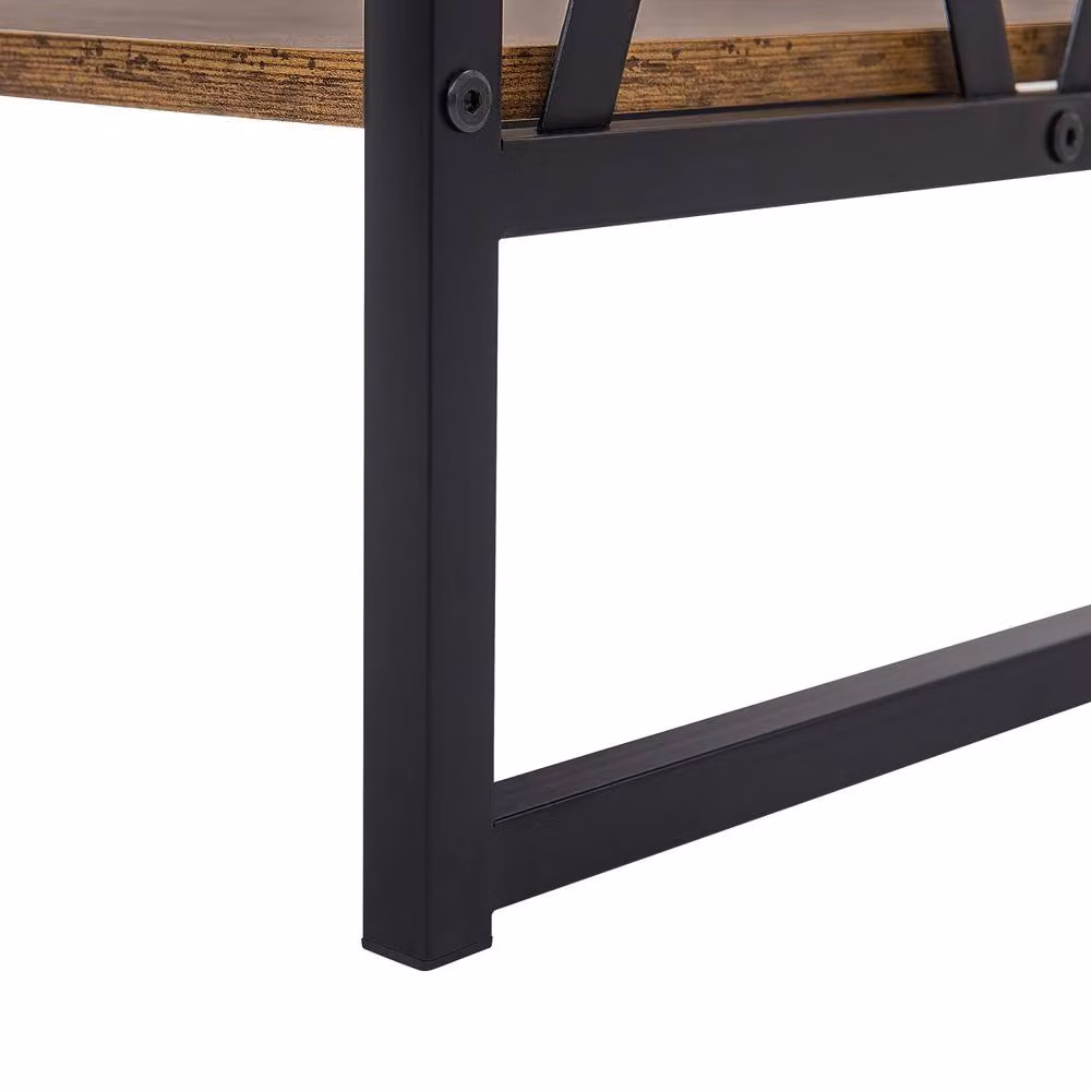 Wyld and Coco Industrial Console Table with 2 Drawers and Open Shelf, Dark Brown and Black, W/D/H: 107 x 46 x 76 cm – 7