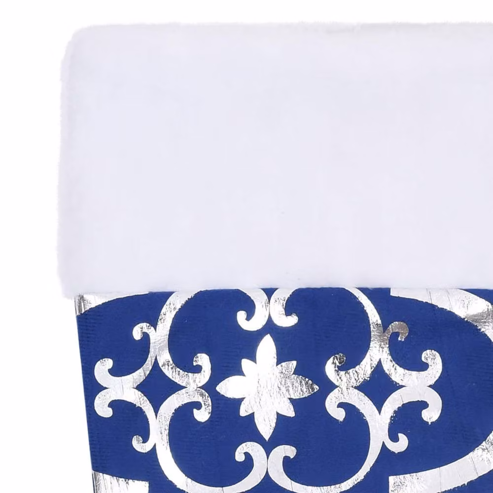 Berkfield Home Luxury Christmas Tree Skirt with Sock in Blue, Diameter: 150 cm – 5