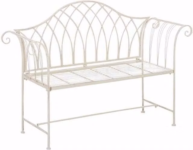 Ascalon Design Ltd Rustic Metal Garden Bench in Beige/White, W: 40 cm, D: 40 cm, H: 94 cm – 1