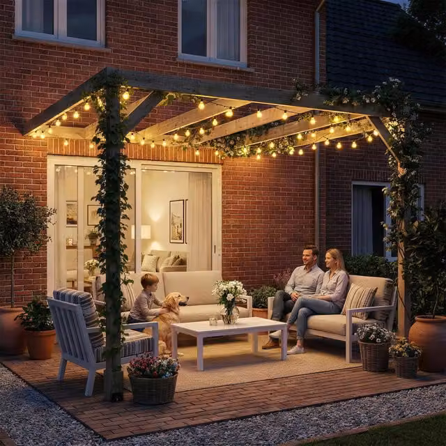 Outsunny Brown Lacquered Wooden Lean-To Pent Pergola Kit, W: 300 cm x D: 300 cm x H: 300 cm