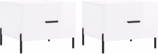 Berkfield Home Set of 2 High Gloss White Square Coffee Tables, W/D/H: 50 x 50 x 40 cm