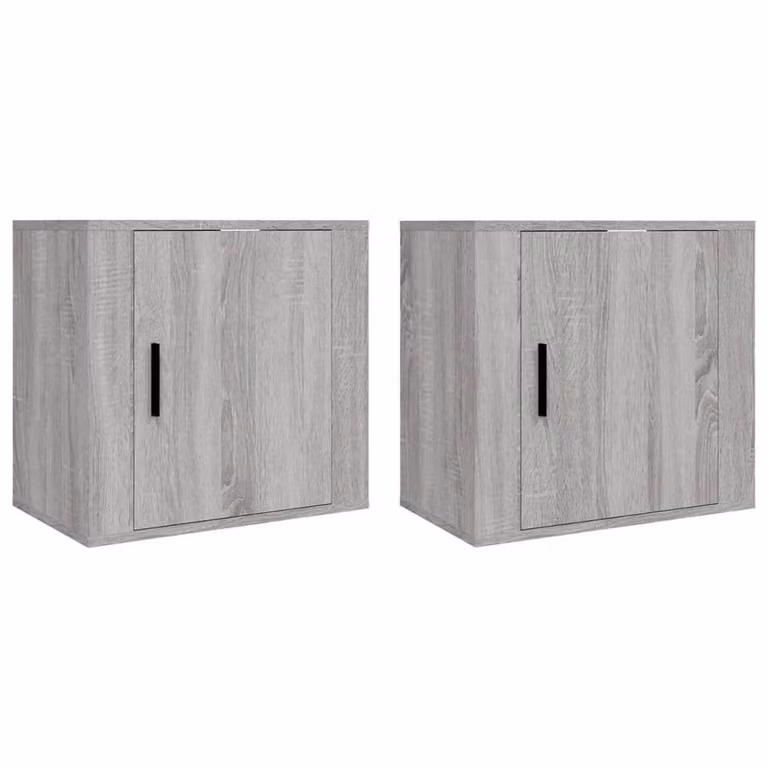 Berkfield Home Elegant Wall-mounted Bedside Cabinets, 2 Piece Set, Grey Sonoma, W: 50 cm, D: 30 cm, H: 47 cm