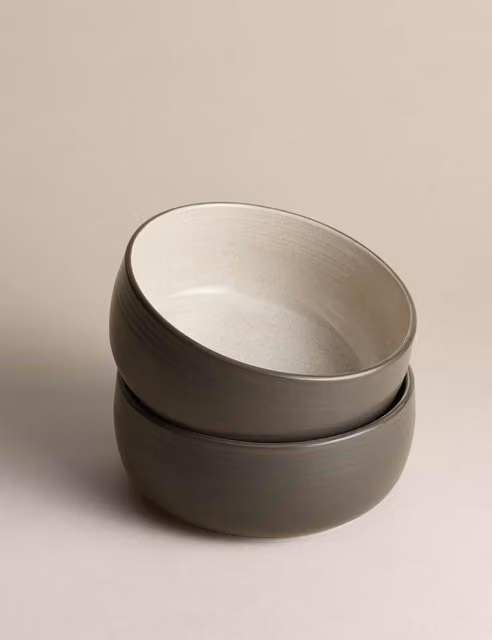 M&S Michigan Set of 4 Grey Stoneware Cereal Bowls