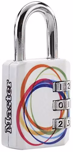 Master Lock Combination Padlock with Printed Design, Multicolour, W: 6.2 cm, D: 3.2 cm, H: 1.4 cm – 4