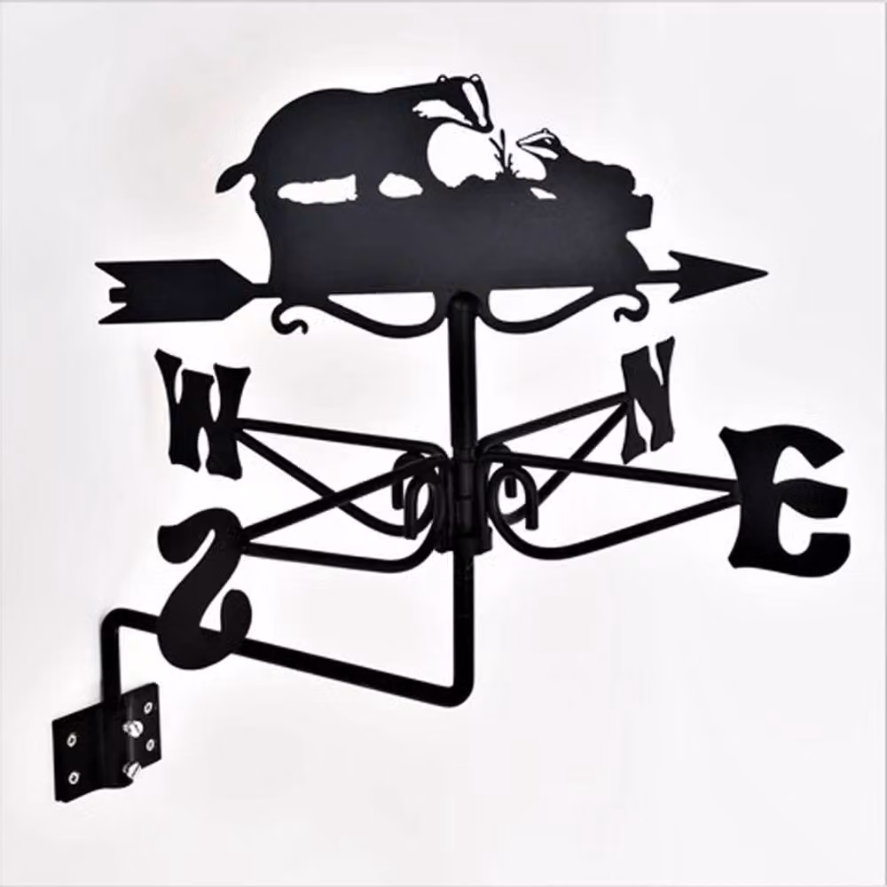 Buttercup Farm Mini Badger Metal Weathervane, Black, W: 38 cm, D: 38 cm, H: 51 cm – 2