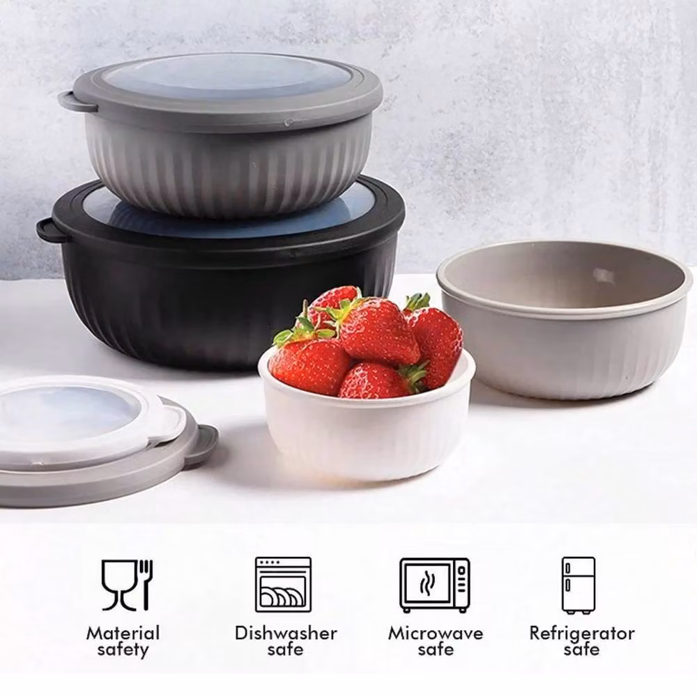 PAWNORA 4 Pack Leakproof Plastic Food Storage Bowls with Clip Lids, Black – 3