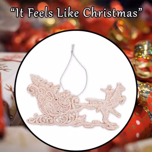 VFM e-Store Champagne Christmas Tree Decoration Ornament in White and Gold, W/D/H: 15.5 x 14.5 x 0.3 cm – 6