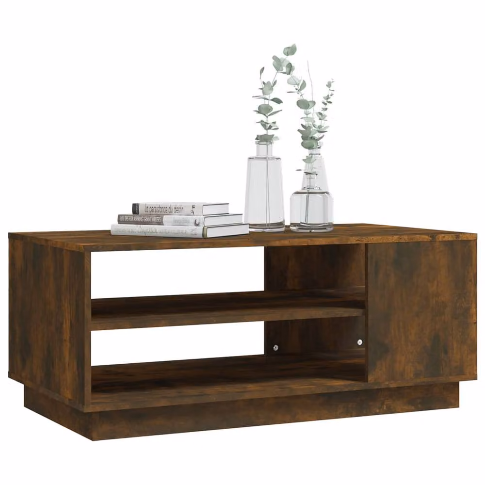 Berkfield Home Modern Rectangular Coffee Table in Smoked Oak Brown, W/D/H: 102 x 55 x 43 cm – 3